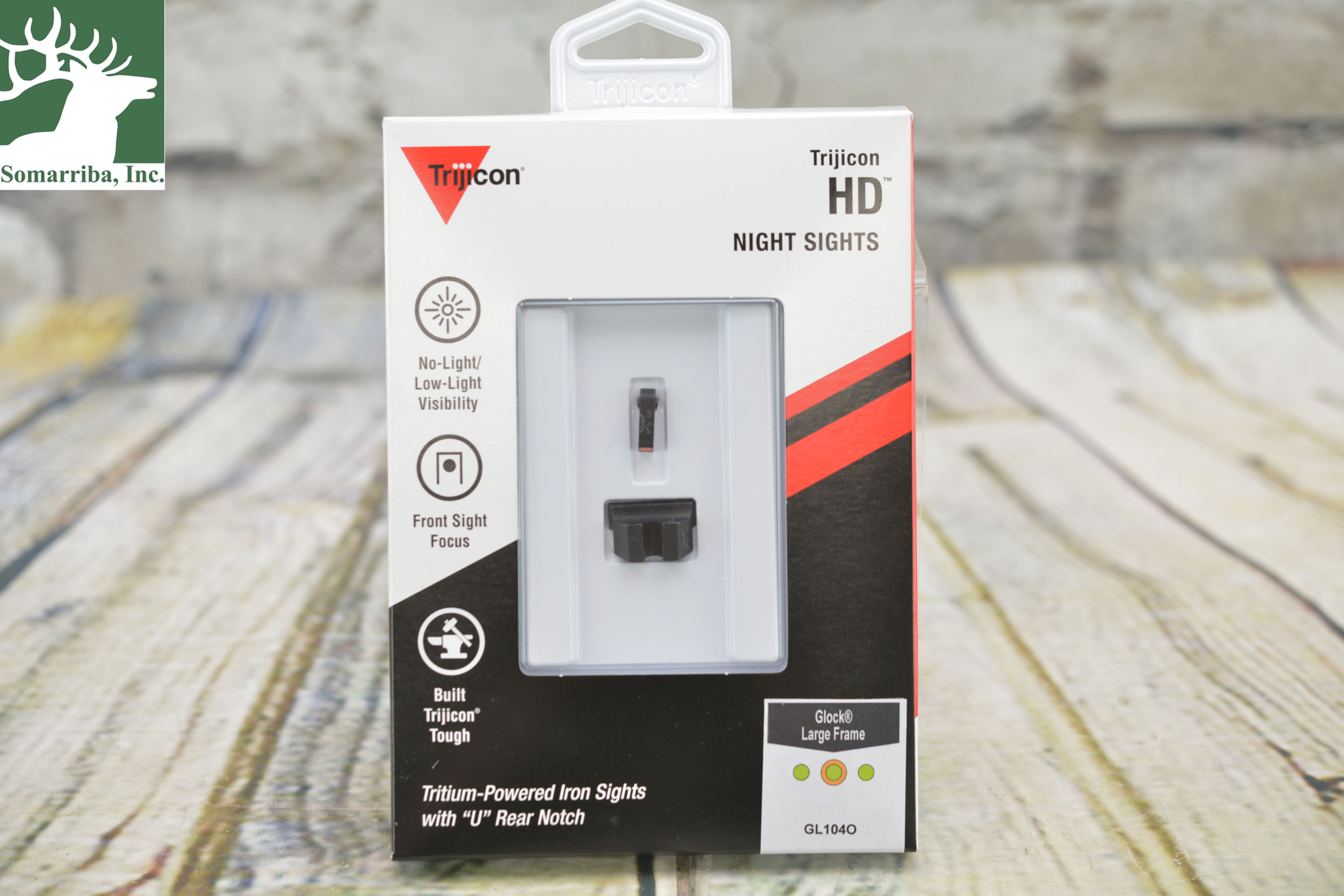 TRIJICON HD NIGHT SIGHTS GL104O TRITIUM HD GLOCK  LARGE PISTOL ORANGE OUTLINE/GR