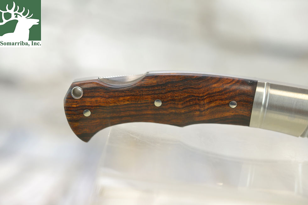 Thumbnail: BOKER KNIFE  111025  BOXER DESERT IRON WOOD   BACK LOCK FOLD OPEN   2.95" N690