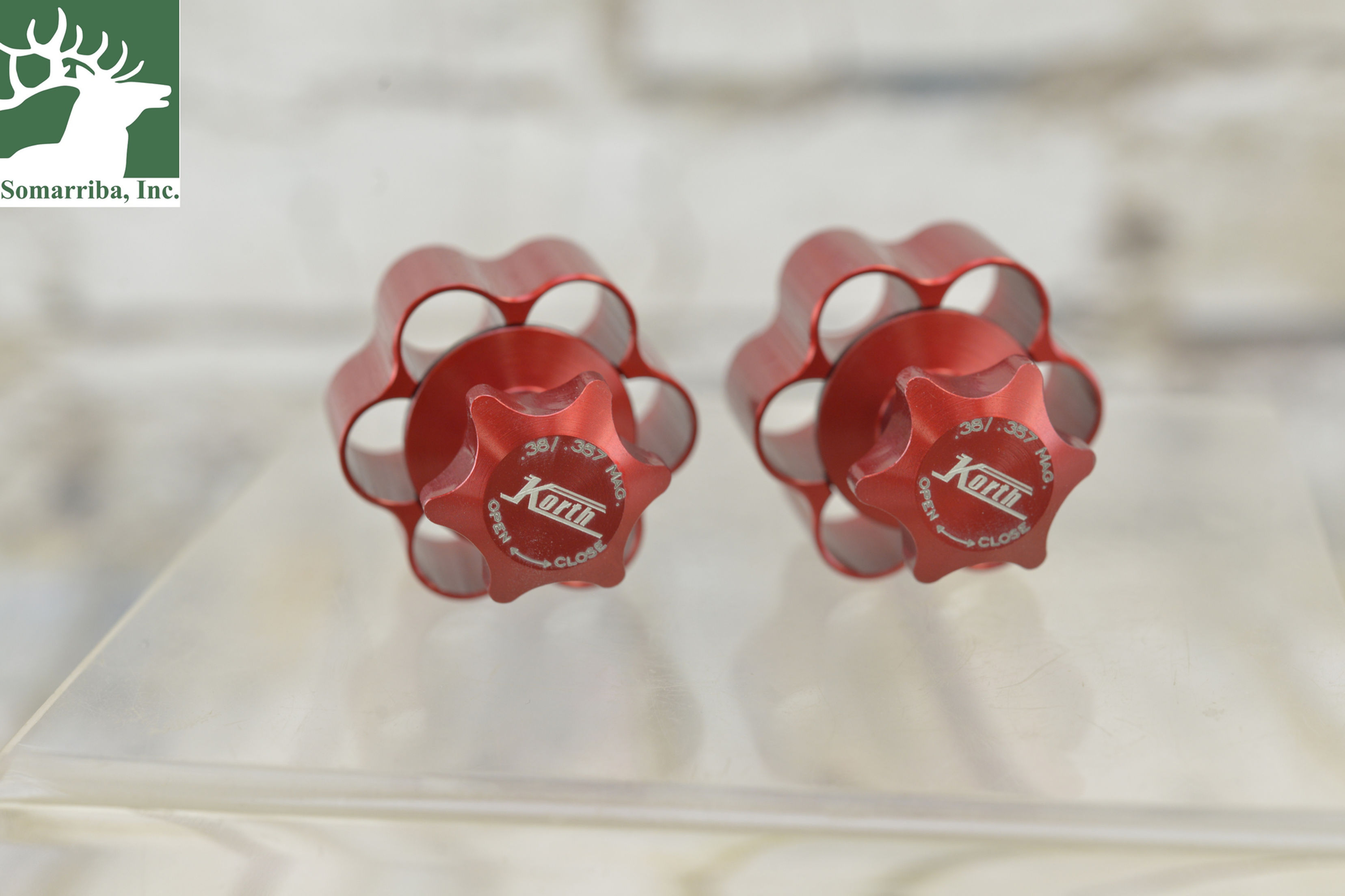 KORTH  SPEEDLOADER RED (TWO)  6-SHOT .357 MAG AND .38 SPECIAL , FOR KORTH REVOLV