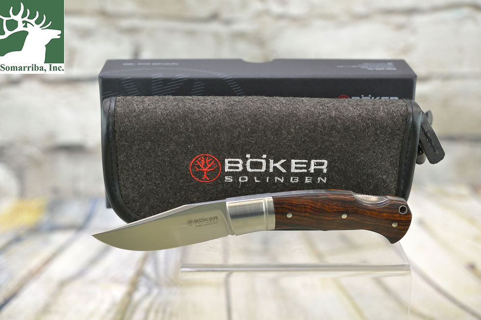 Thumbnail: BOKER KNIFE  111025  BOXER DESERT IRON WOOD   BACK LOCK FOLD OPEN   2.95" N690