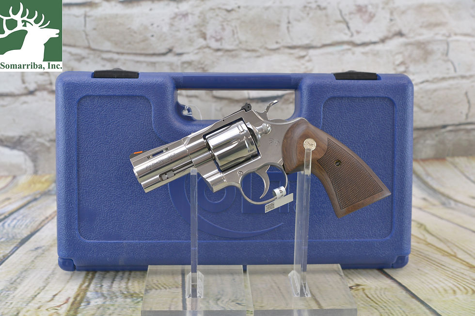 Thumbnail: COLT REVOLVER PYTHON-SP3WTS .357 MAG 3" BBL STAINLESS (6)RND CAPACITY  WOOD GRIP