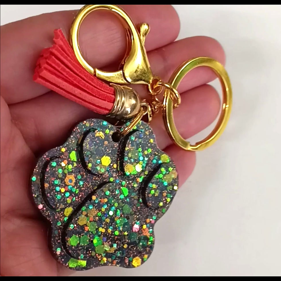 Thumbnail: Green Shift Glitter Paw Resin Keychain