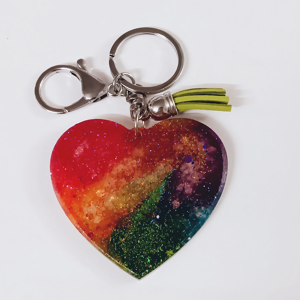 Thumbnail: Colorful Glitter Resin Letter V Heart Keychain