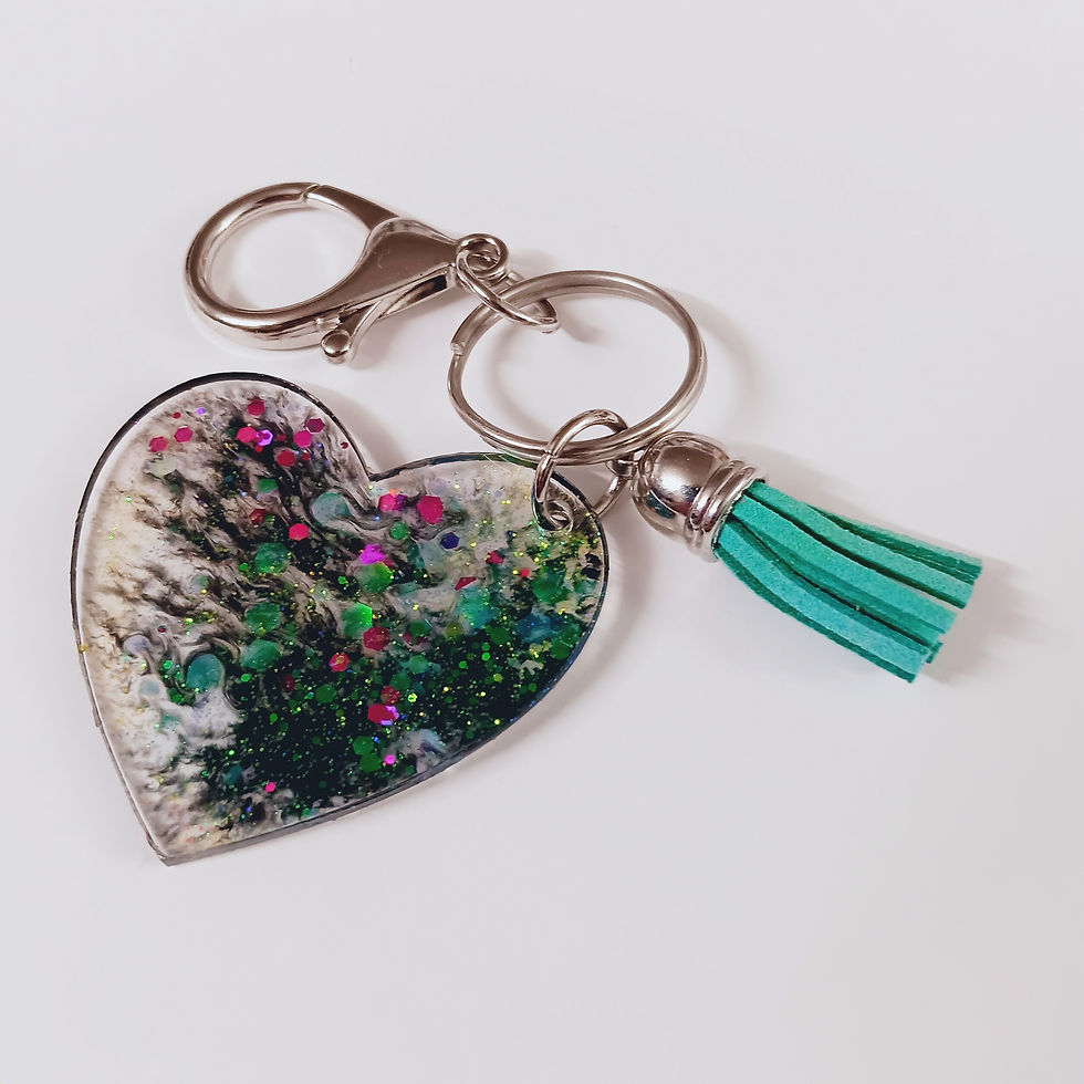 Thumbnail: Black Mixed Resin Acrylic Heart Keychain