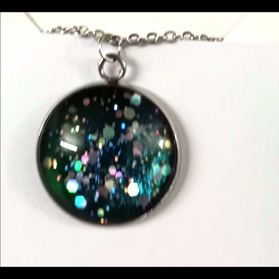 Thumbnail: Purple Teal Colorshift Glittering Glass Pendant Necklace