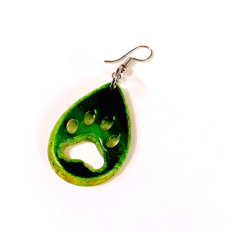 Thumbnail: Green Ink Paw Dangle Earrings