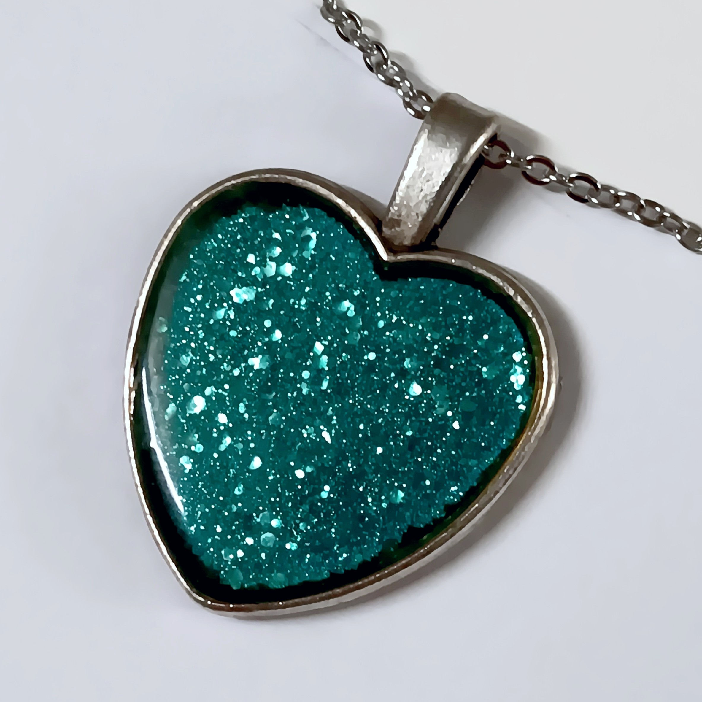 Teal Heart Pendant Necklace