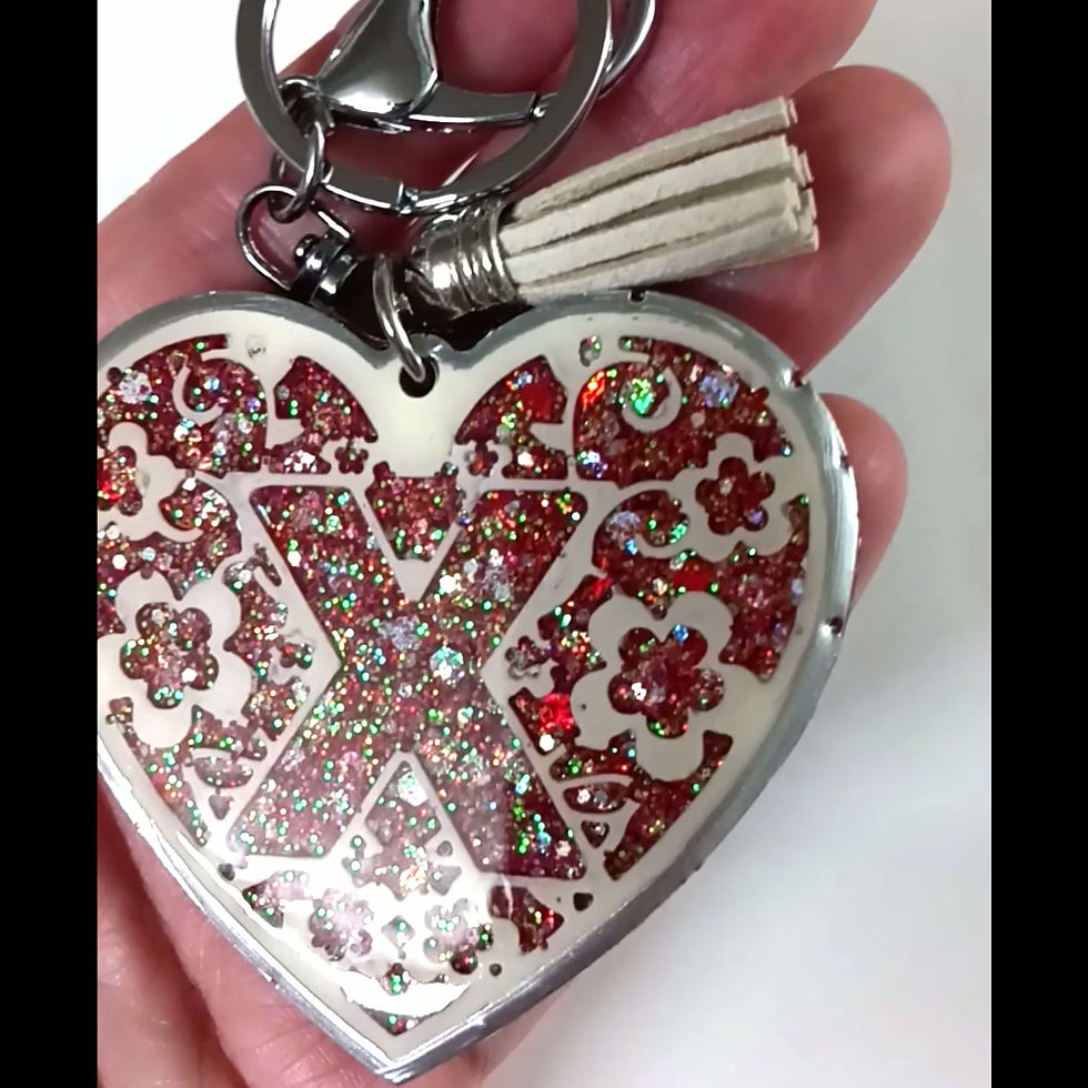 Thumbnail: Red Glitter Resin Letter X Heart Keychain