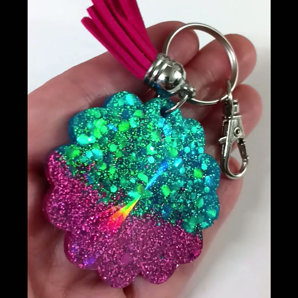 Thumbnail: Pink Blue Holographic Flower Glitter Resin Keychain