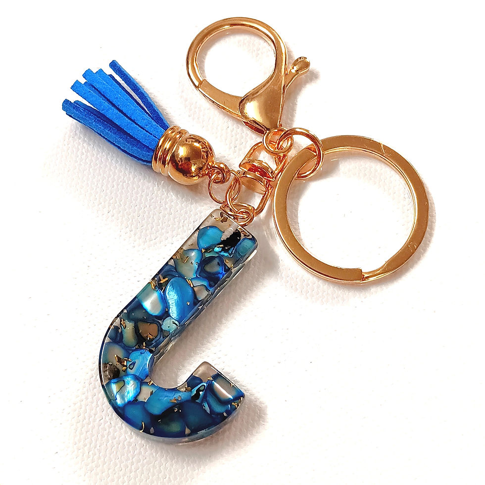 Thumbnail: Blue Stone Resin Letter "J" Keychain