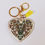 Thumbnail: Gold Green Glitter Resin Letter V Heart Keychain