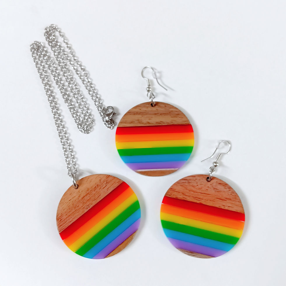 Thumbnail: Rainbow Acrylic Wooden Necklace Set