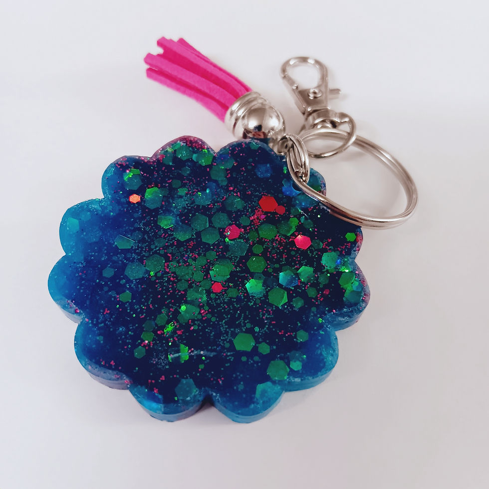 Thumbnail: Pink Blue Holographic Flower Glitter Resin Keychain