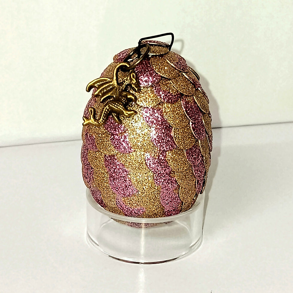 Small Gold Pink Textured Dragon Egg Charm Ornament
