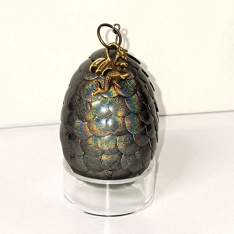 Small Holographic Silver Dragon Egg Charm Ornament