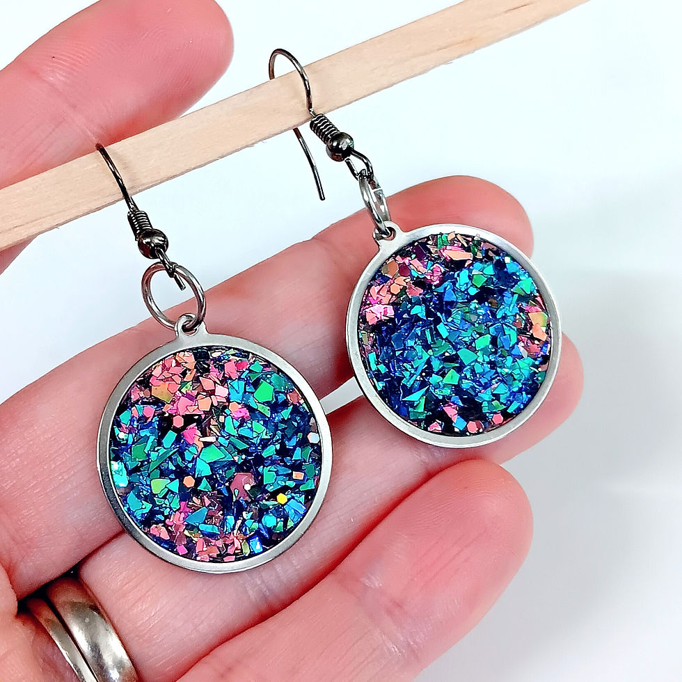 Thumbnail: Colorful Blue Glitter Sparkling Dangle Earrings