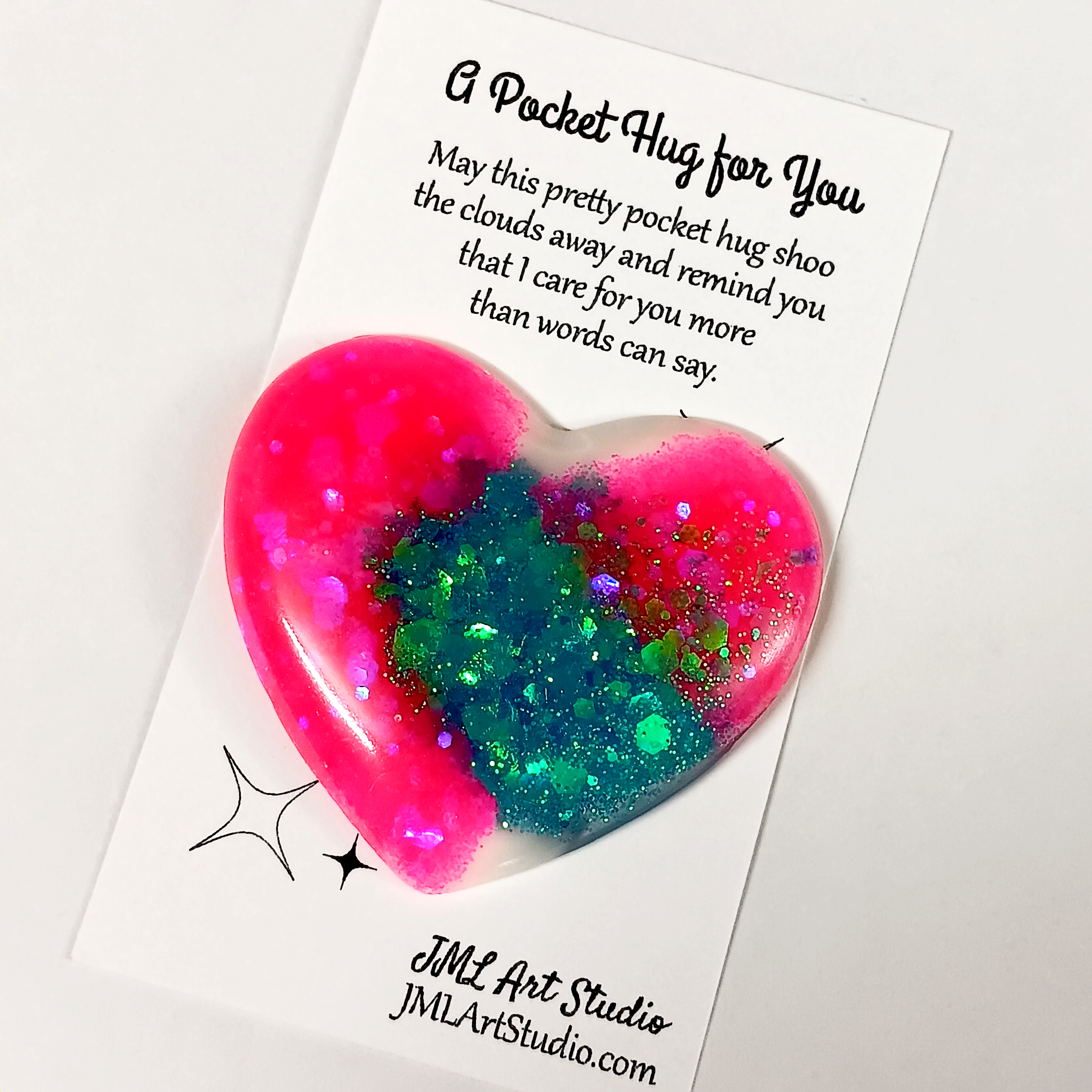 Blue & Hot Pink Glitter Pocket Hug