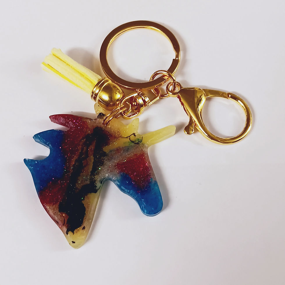Thumbnail: Pink Blue Yellow Glitter Unicorn Resin Keychain