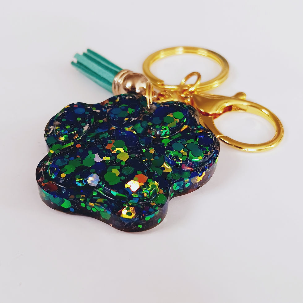 Thumbnail: Green Shift Glitter Paw Resin Keychain