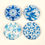 Thumbnail: Set of 4- Glass Blue Designs Dome Magnets