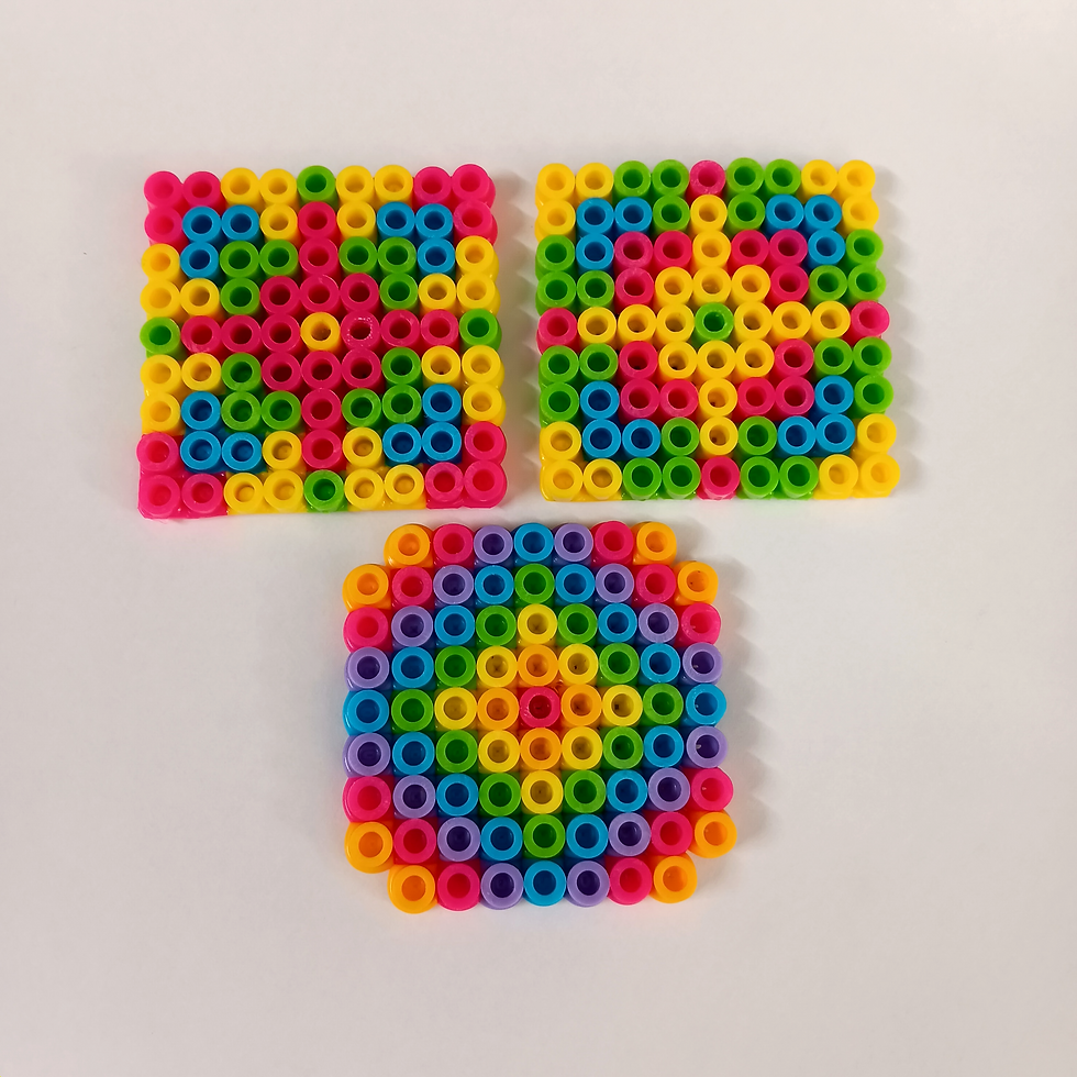Set of 3- Square Perler Magnets