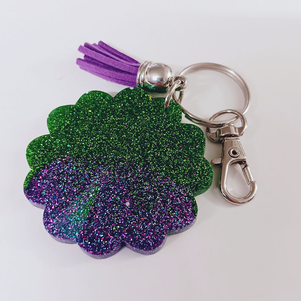 Thumbnail: Green Purple Holographic Flower Glitter Resin Keychain