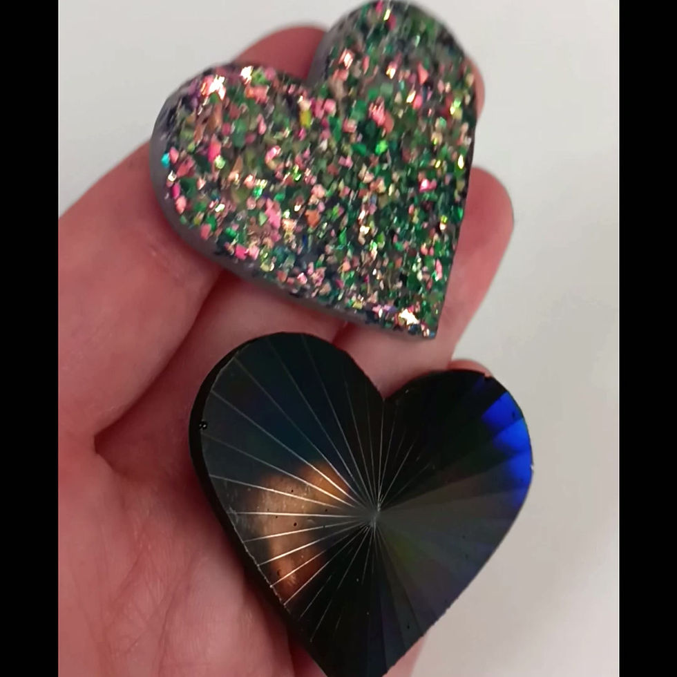 Thumbnail: Set of 2- Resin Heart Holographic Magnets