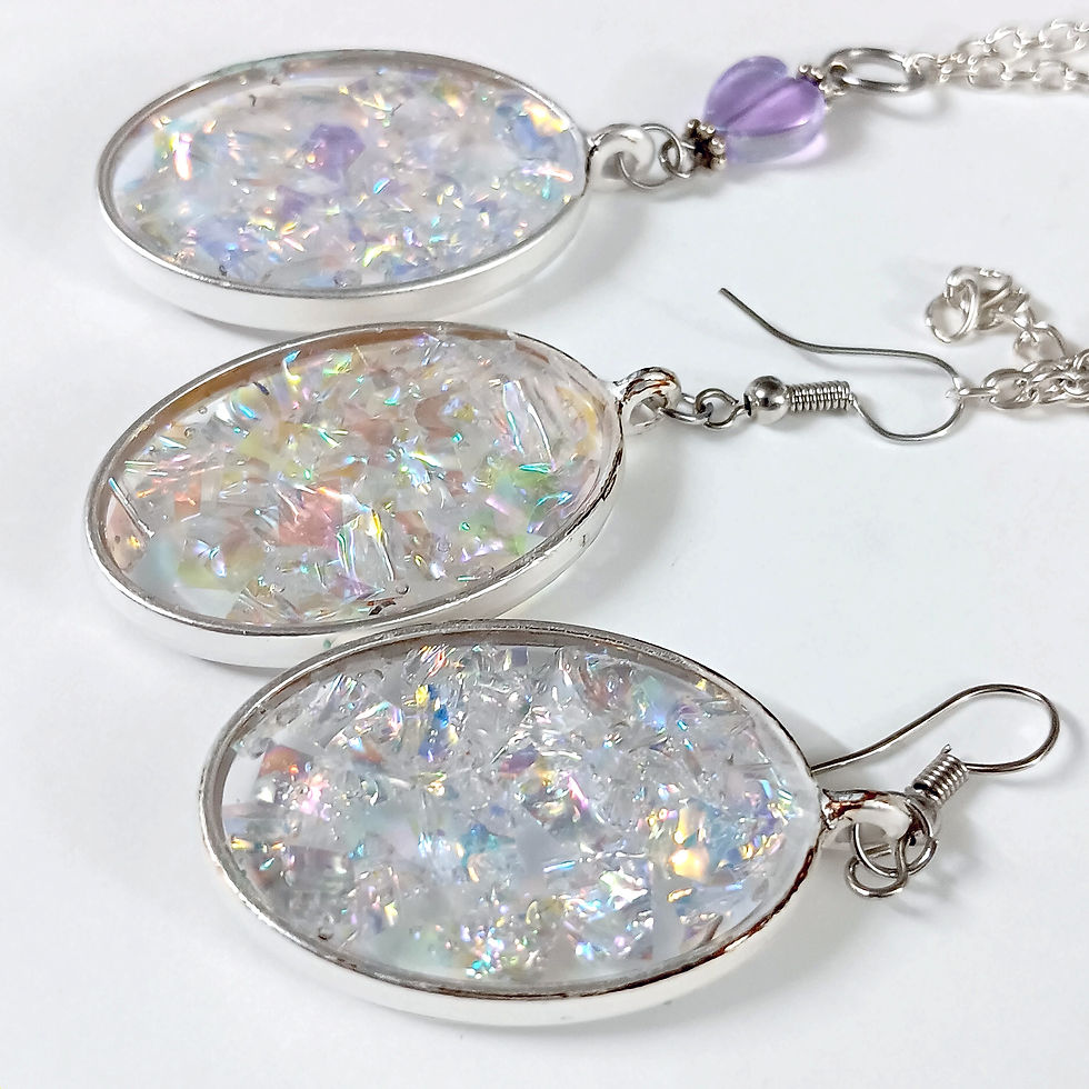 Thumbnail: White Opal Sparkling Necklace Set