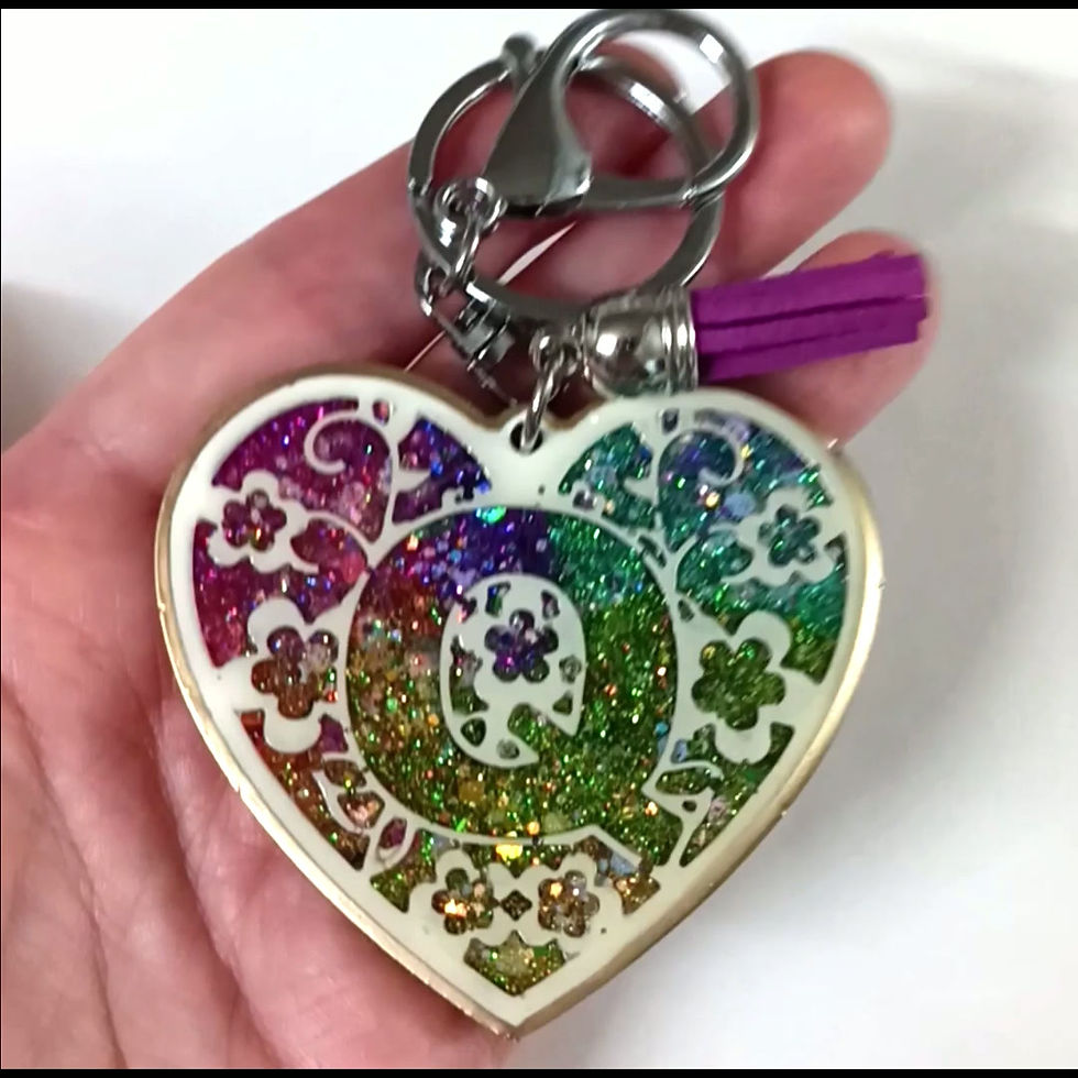 Thumbnail: Colorful Glitter Resin Letter Q Heart Keychain