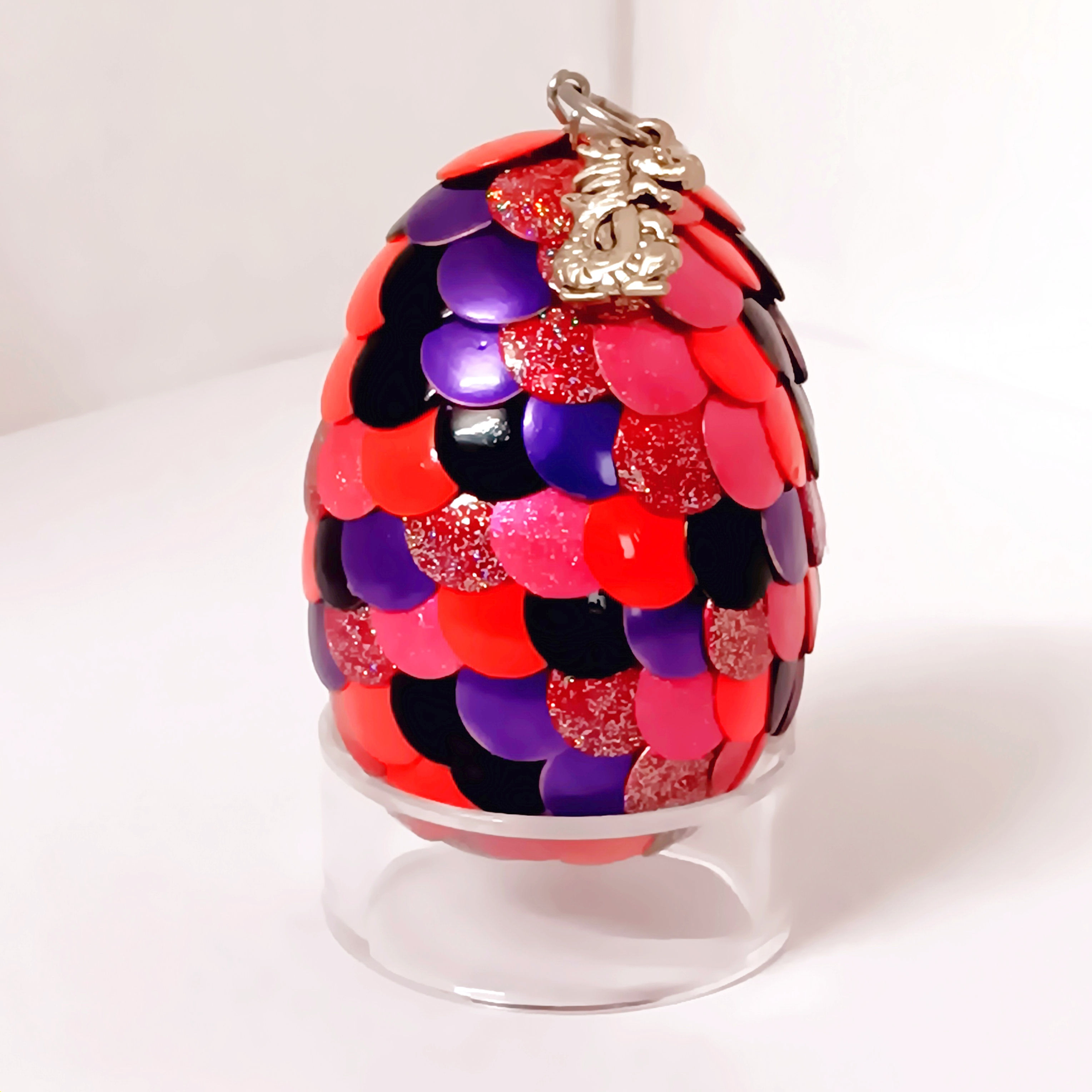 Small Red Black Mixed Dragon Egg Charm Ornament