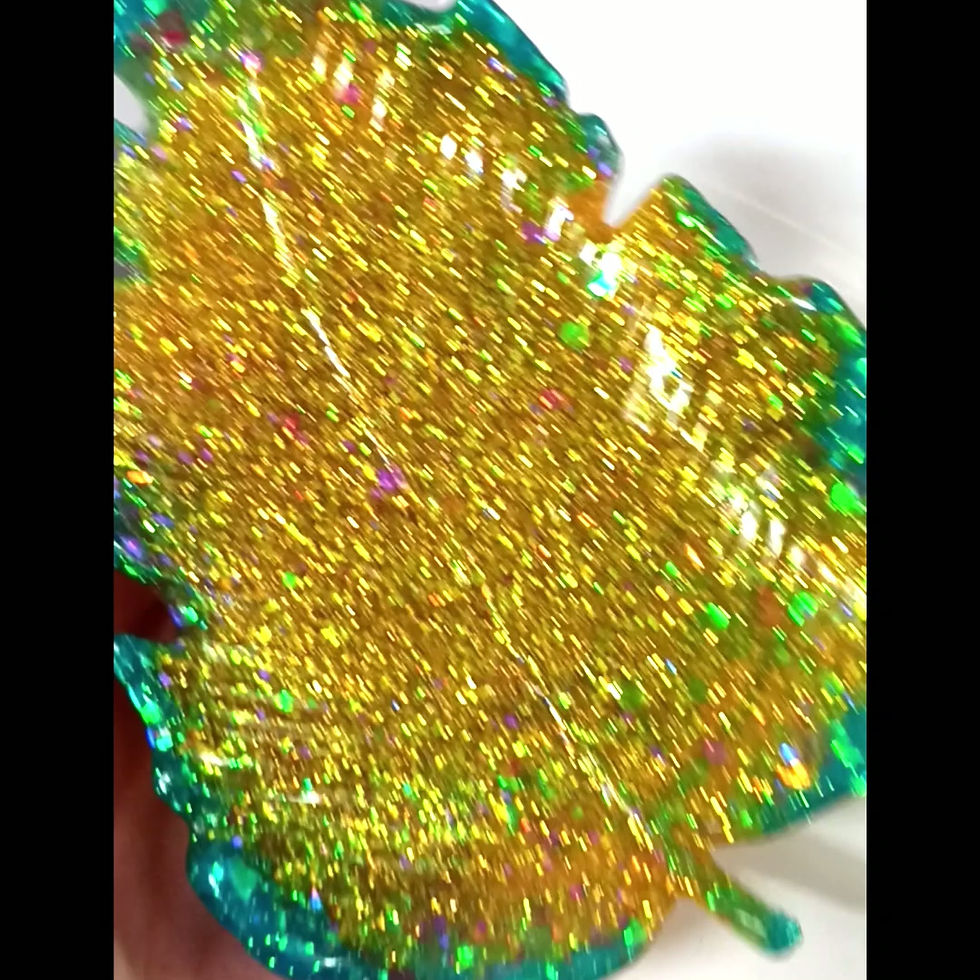 Thumbnail: Yellow Blue Glitter Leaf Resin Tray
