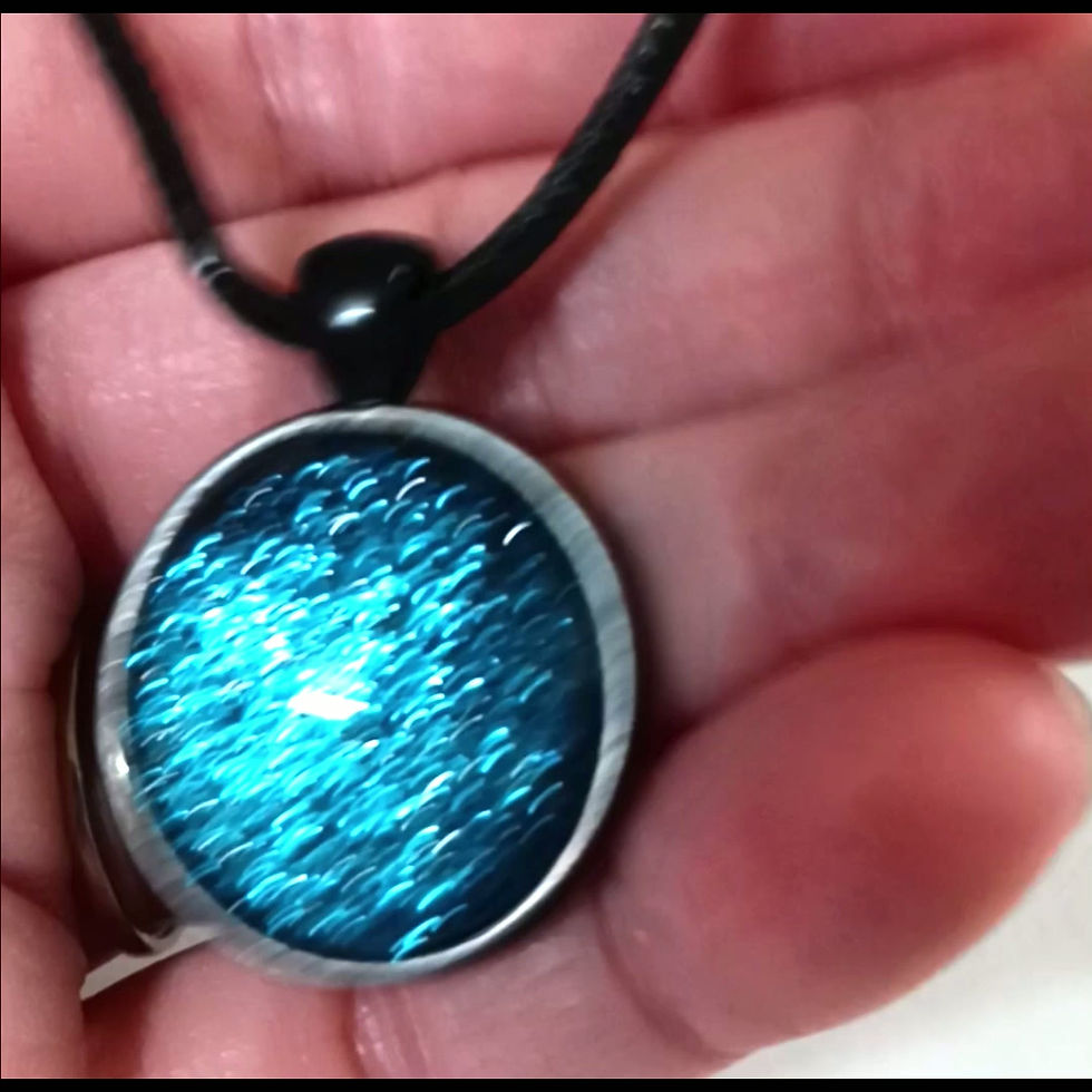 Thumbnail: Blue Shimmering Glass Pendant Necklace