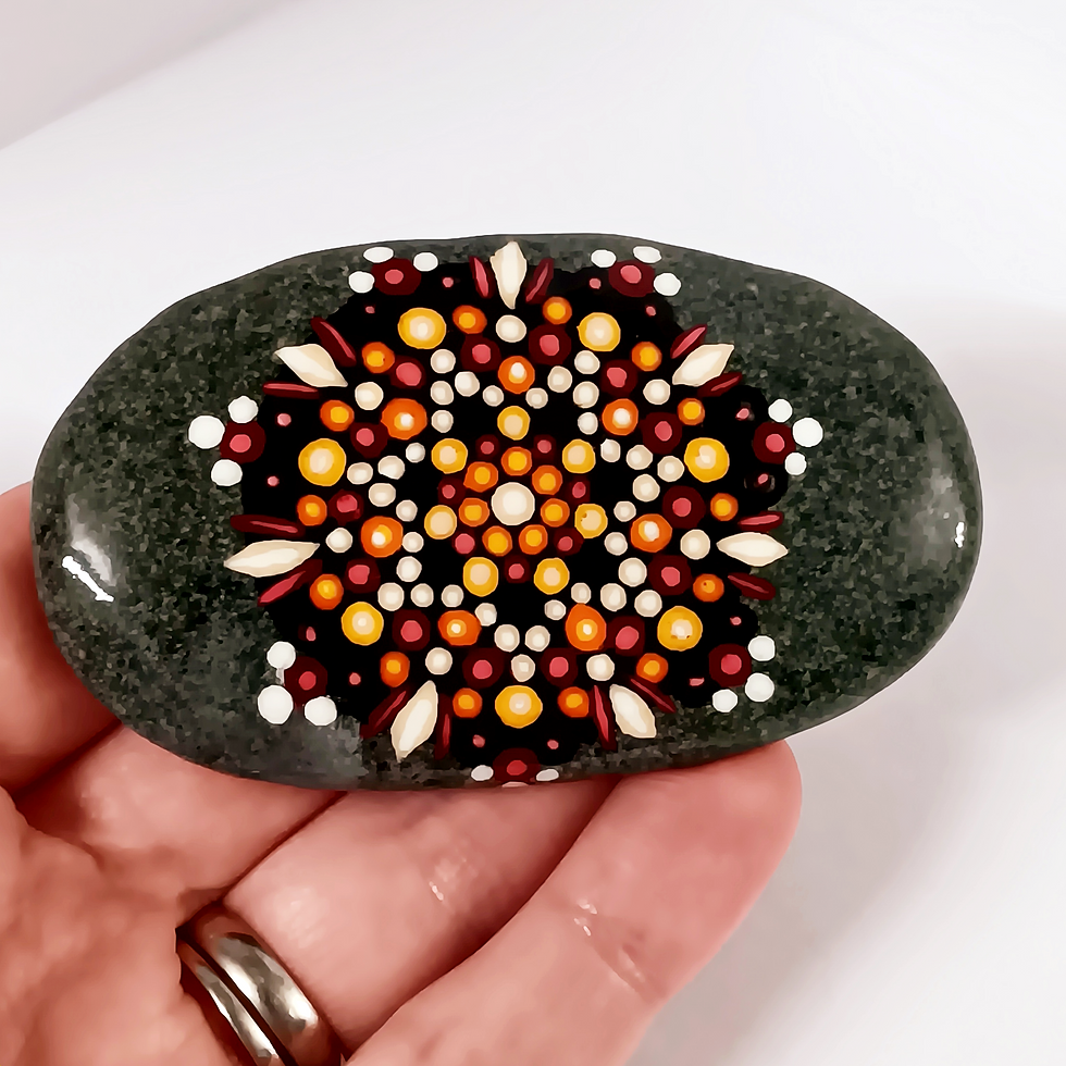 Autumn Mandala Painted Stone