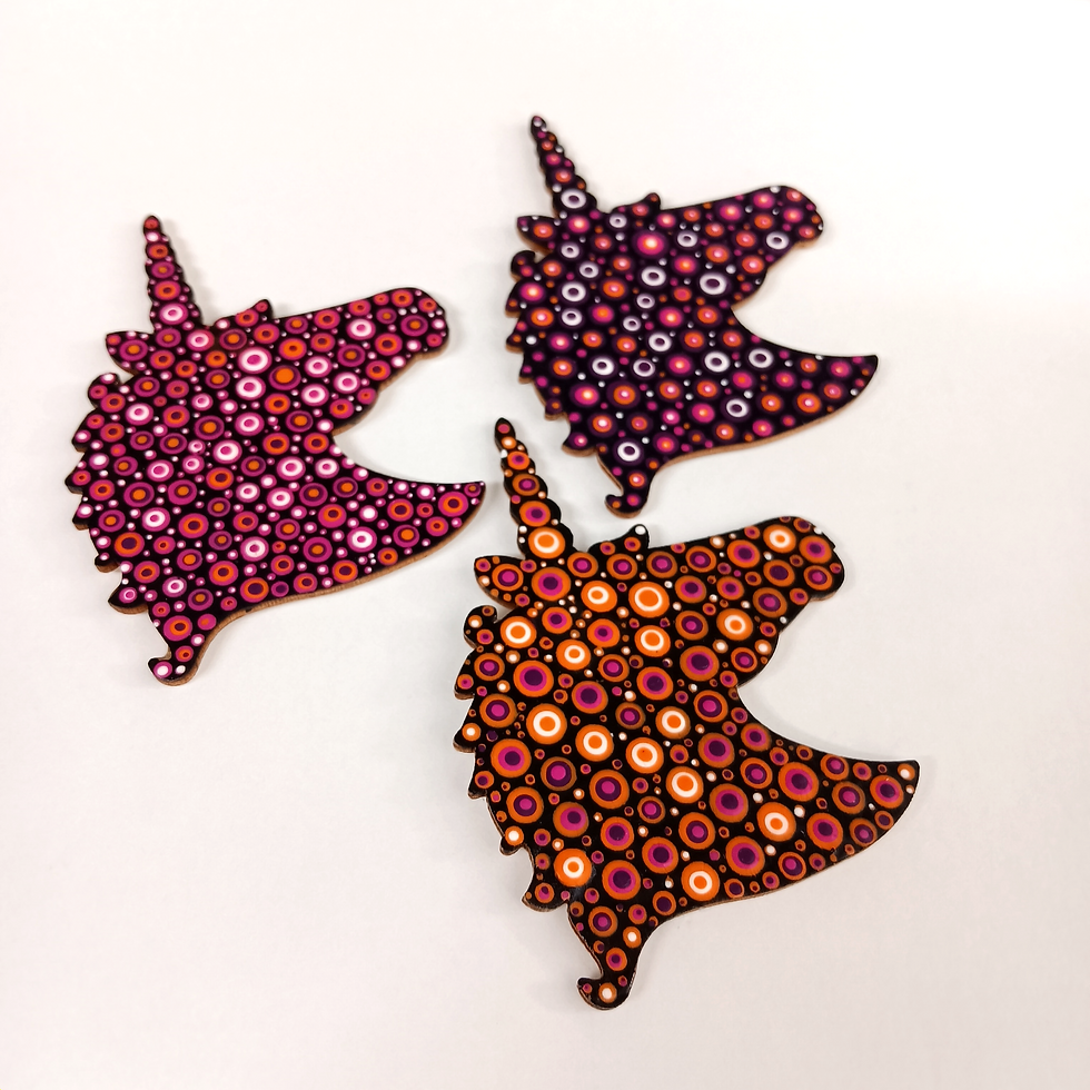 Thumbnail: Set of 3- Handpainted Wooden Unicorn Magnets