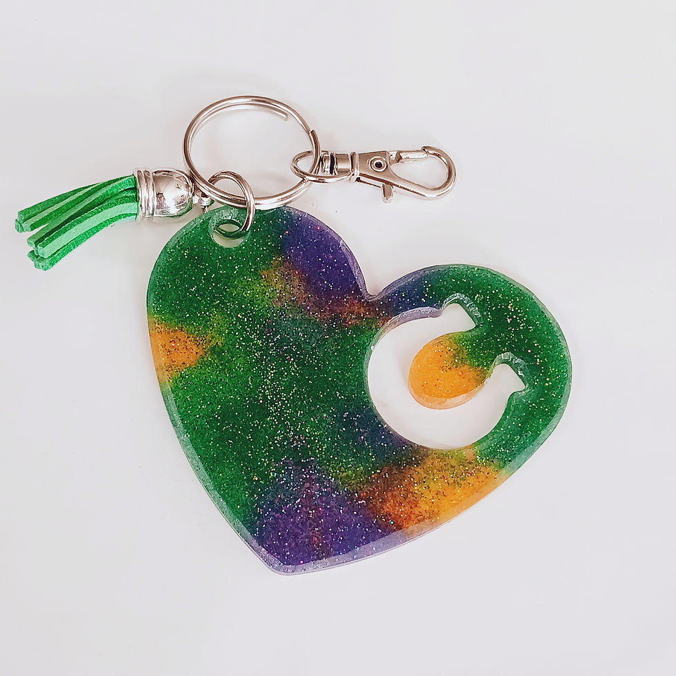 Thumbnail: Green Purple Orange Glitter Horseshoe Resin Keychain