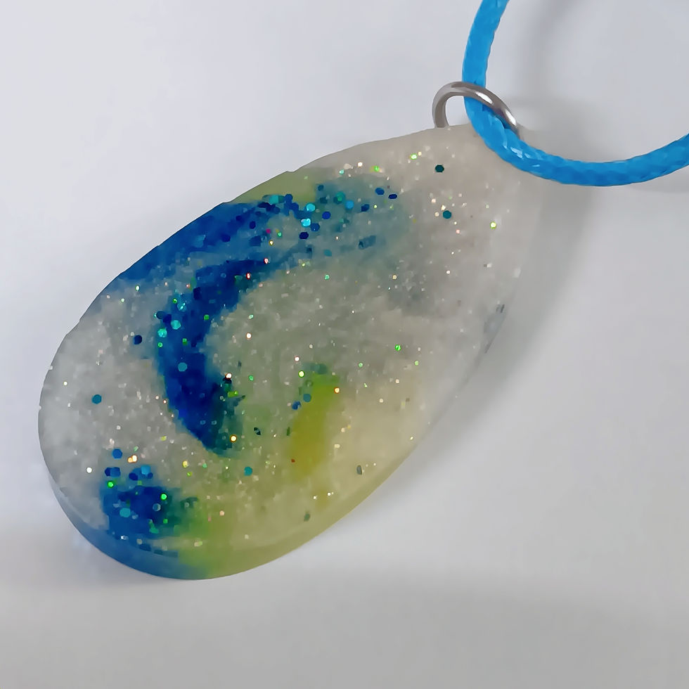 Thumbnail: Blue Yellow White Resin Sparkle Necklace