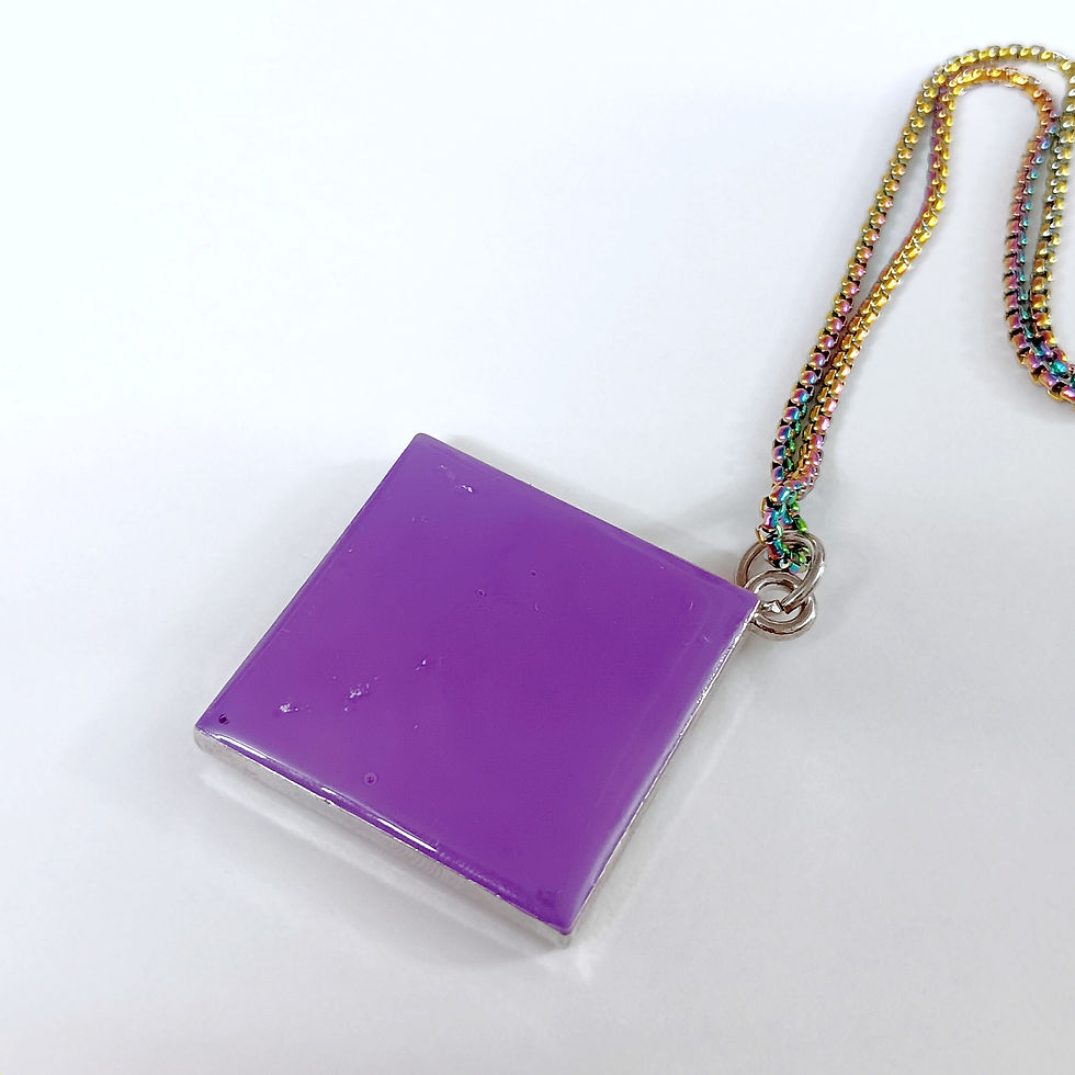 Thumbnail: Yellow Orange Fantasy Foil Oilslick Pendant Necklace