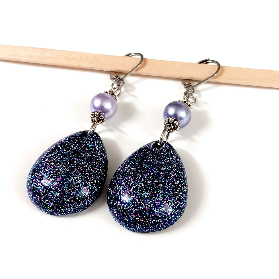 Thumbnail: Long Blue Sparkle Earrings