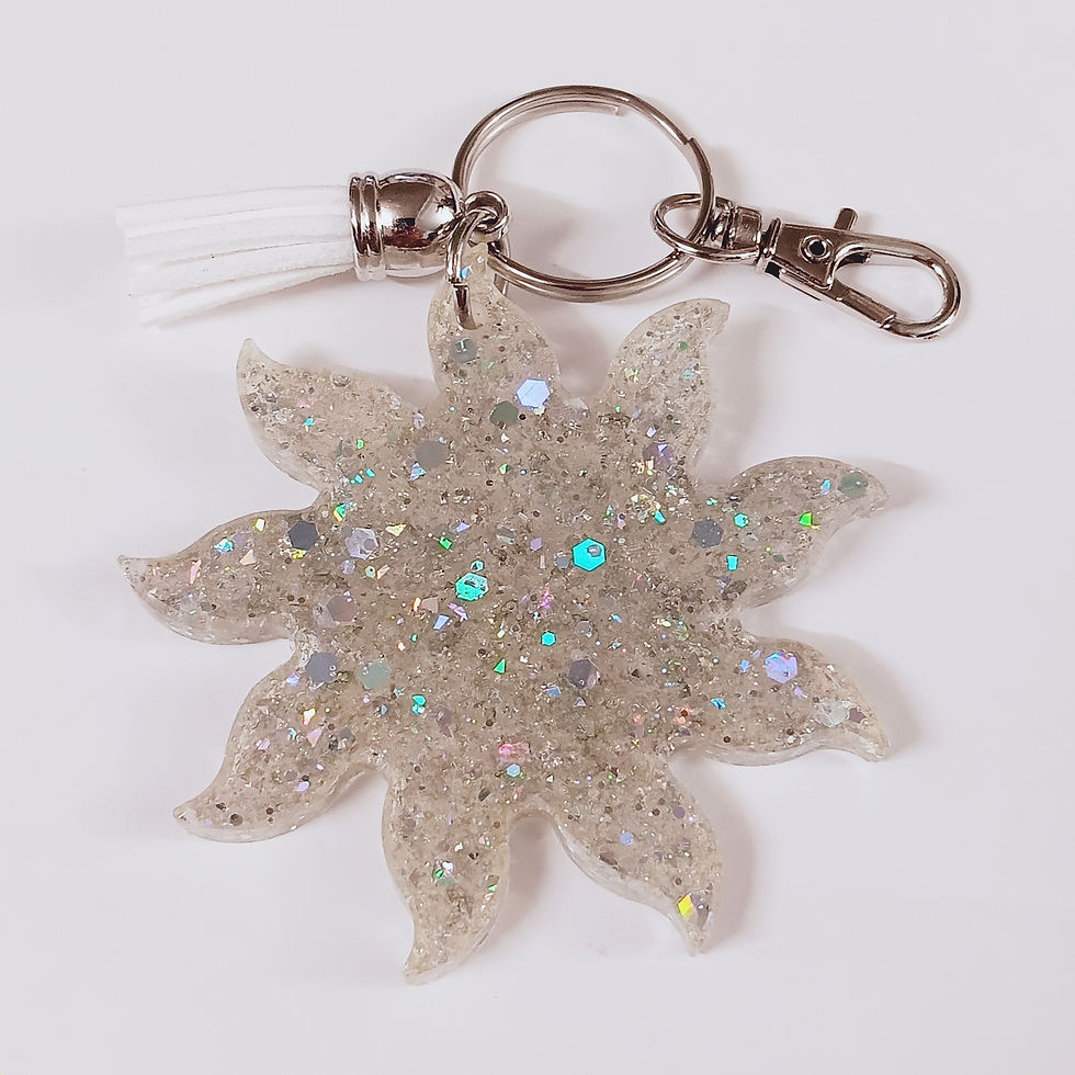 Thumbnail: Silver Glitter Sun Resin Keychain
