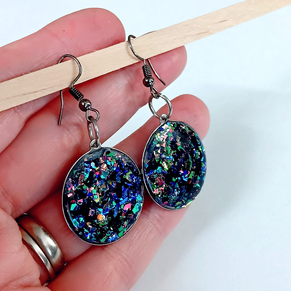 Thumbnail: Colorful Blue Glitter Sparkling Dangle Earrings