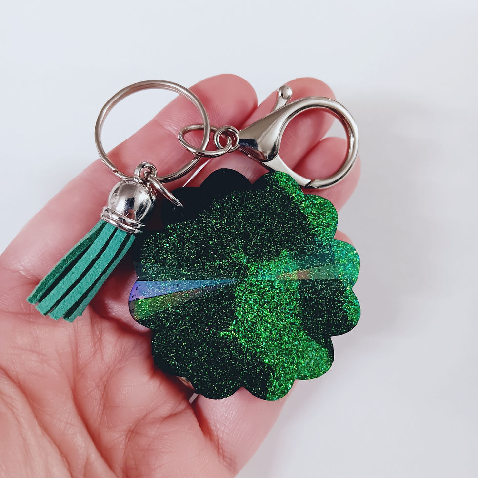 Thumbnail: Green Black Holographic Flower Glitter Resin Keychain