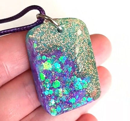 Sparkling Resin Purple Glitter Necklace
