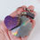 Thumbnail: Silver Purple Pink Holographic Resin Flower Heart Keychain