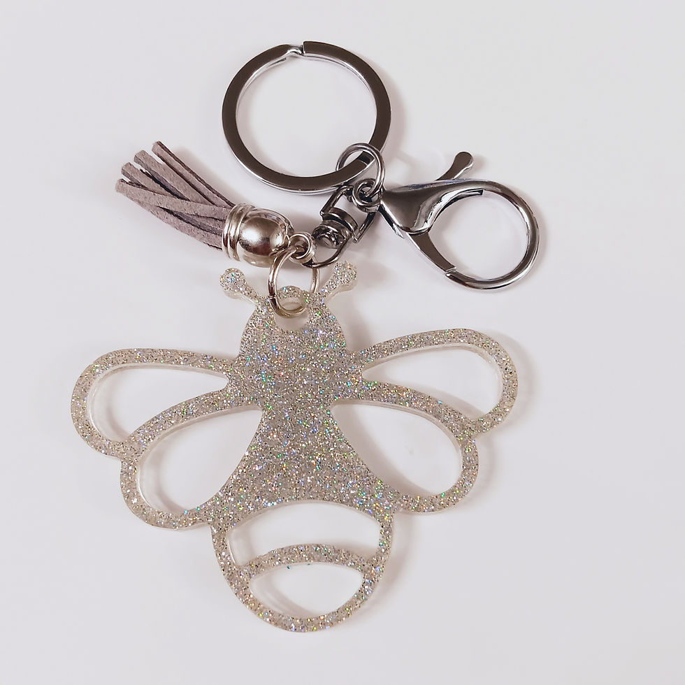 Thumbnail: Silver Glitter Bee Resin Keychain