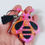 Thumbnail: Orange Pink Black Glitter Bee Resin Keychain