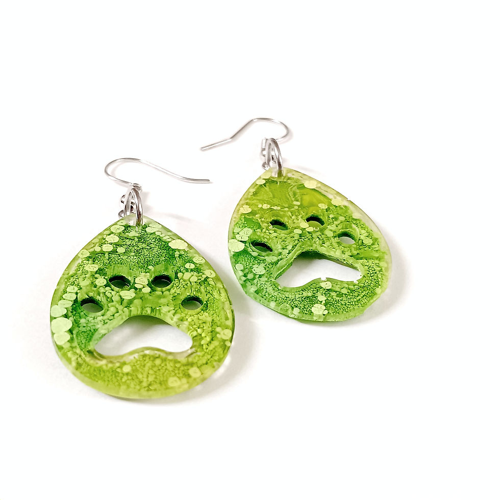 Thumbnail: Green Ink Paw Dangle Earrings