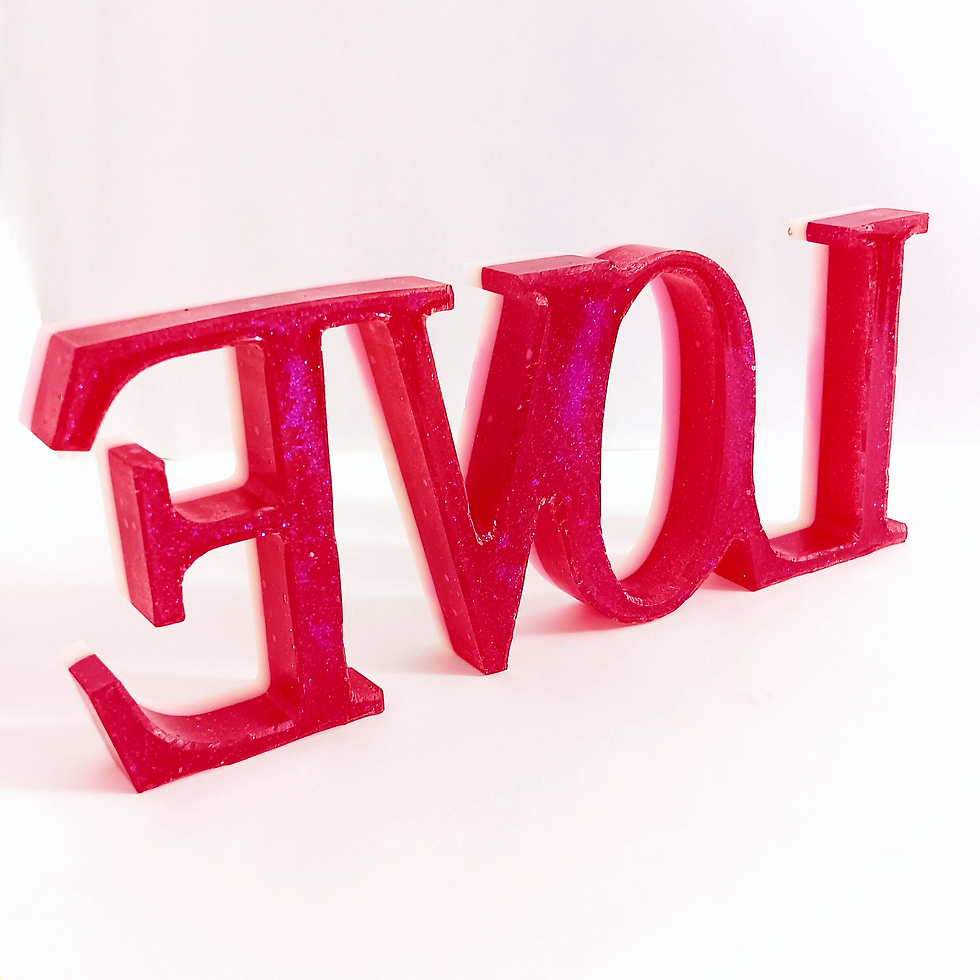 Thumbnail: White Pink Glitter Resin Love Sign
