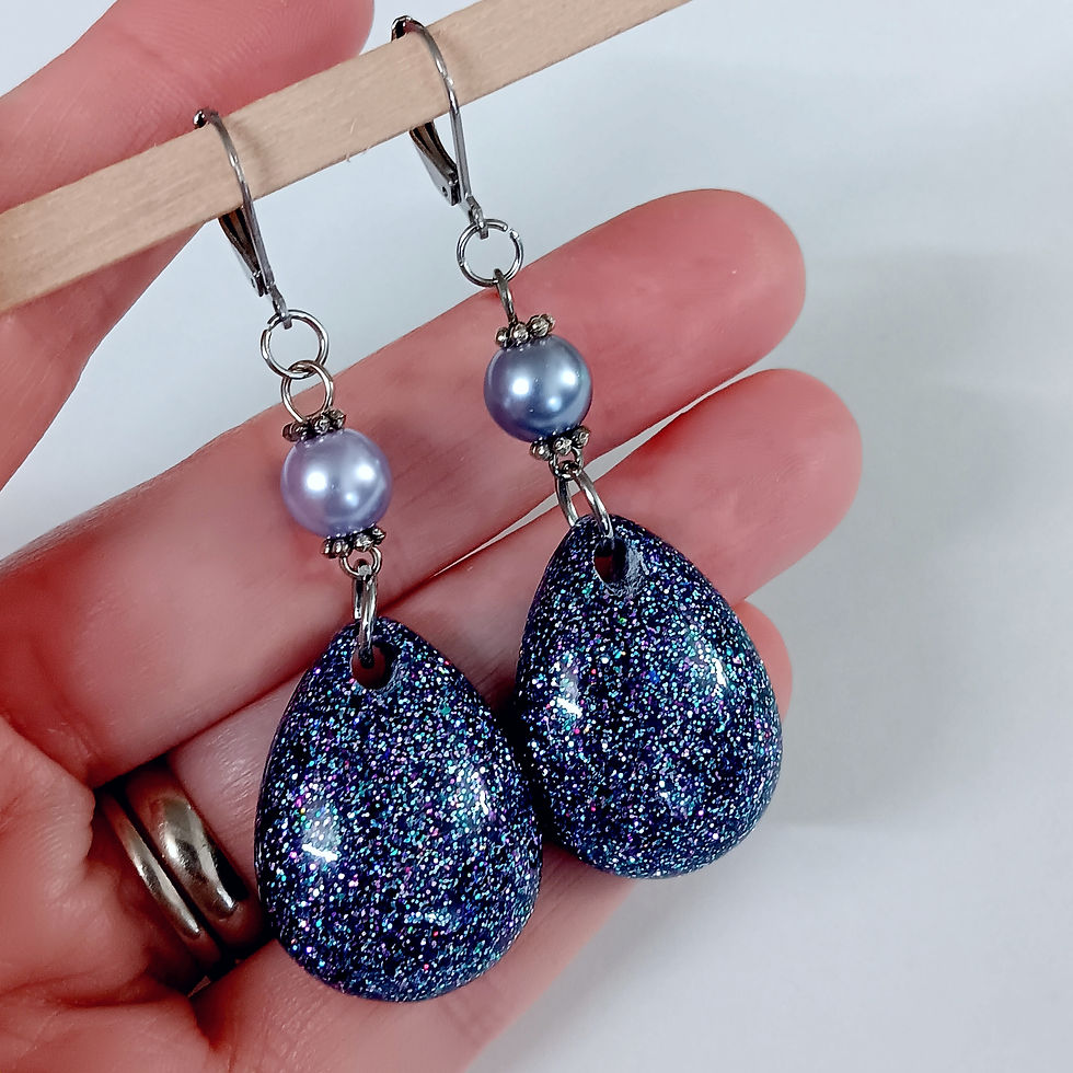 Long Blue Sparkle Earrings