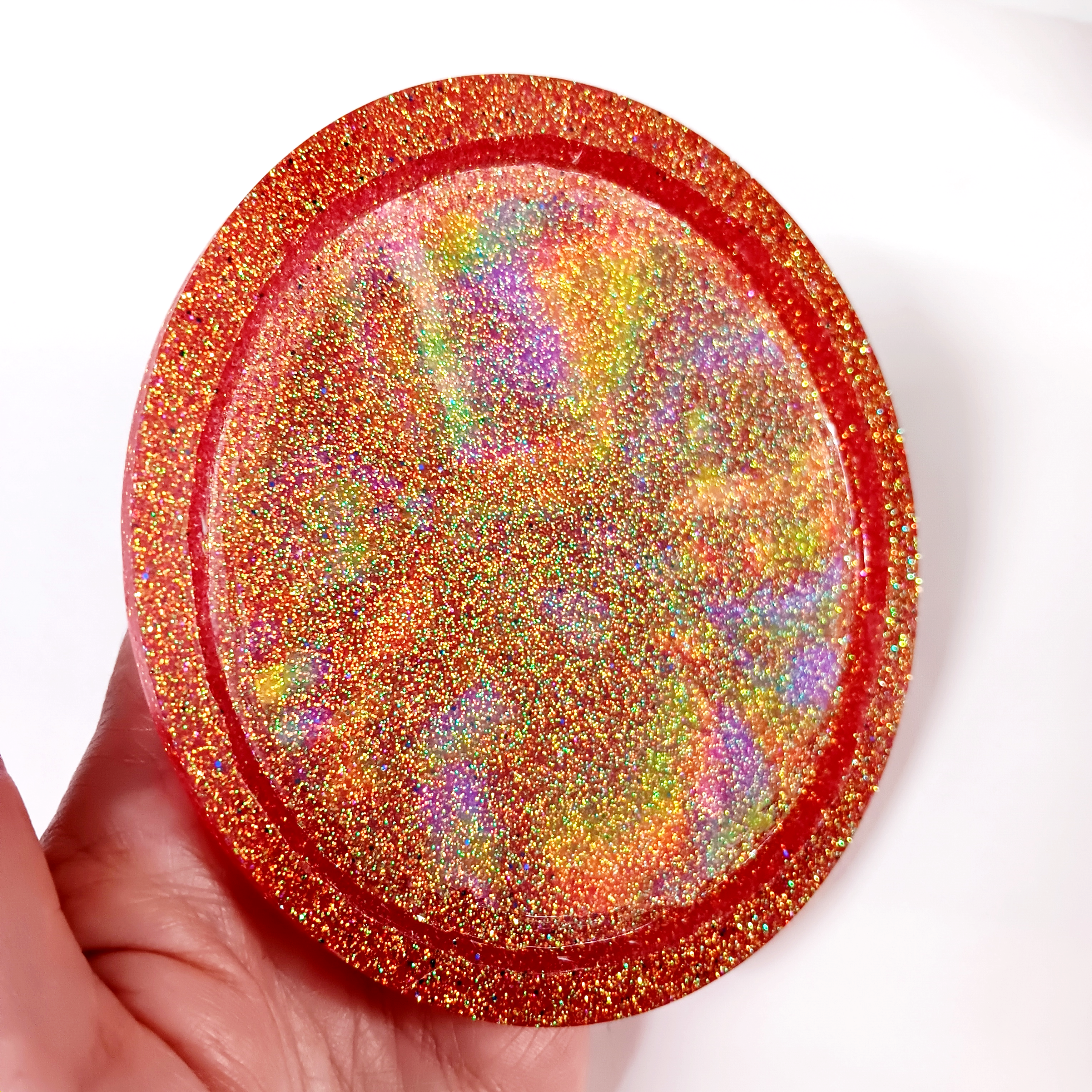 Orange Holographic Glitter Resin Coaster