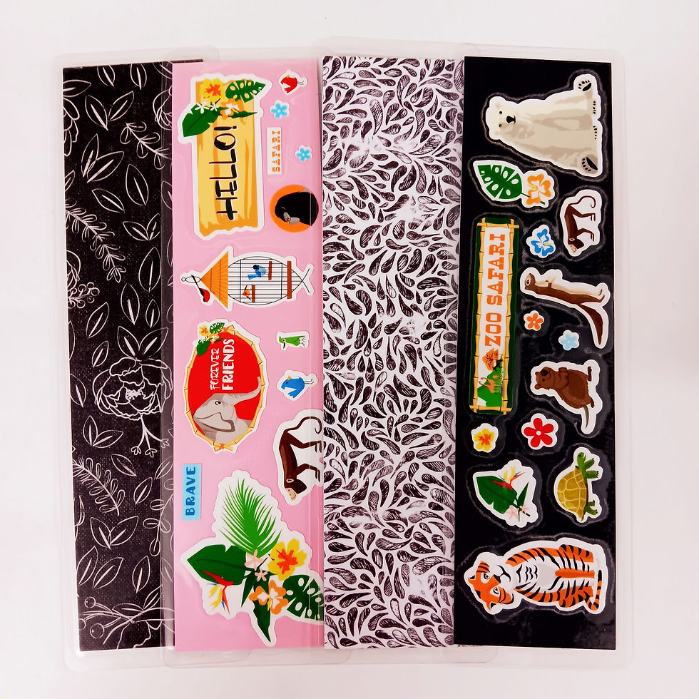 Set of 4 Laminated Zoo Floral Bookmarks